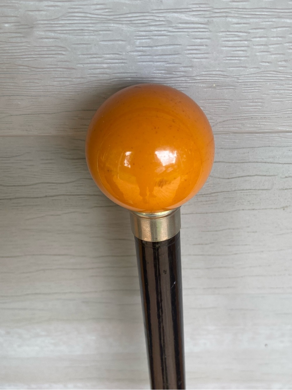 Decorative Vintage Knob Head Resin Top Wooden Walking Cane in Brown & Orange 36